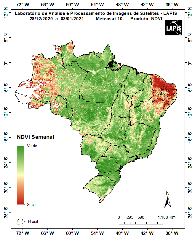 Mapa agrícola da saúde da vegetação, a partir de satélite
